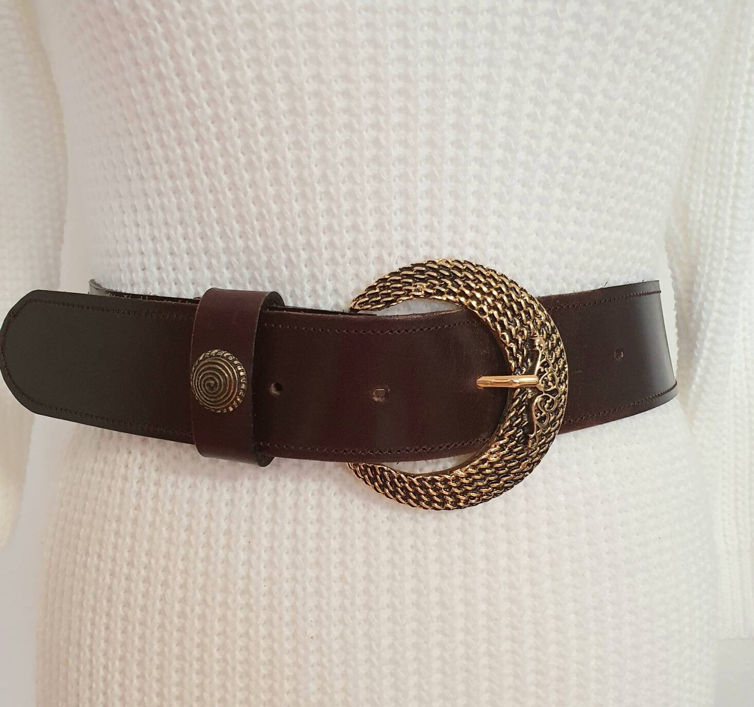 Vintage 80S Statement Gürtel Leder Gr. M Belt Braun Gold 80Er Chunky 38 Vintage 80S Statement Gürtel Leder Gr. M Belt Braun Gold 80Er Chunky 38 von VintageAndCream