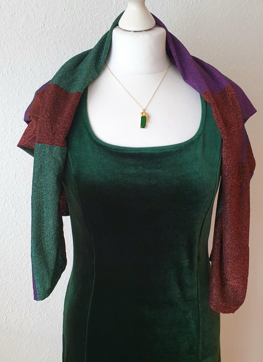 Vintage Maxi Samt Kleid Gr. M 38 Grün Damen Edel 90Er von VintageAndCream