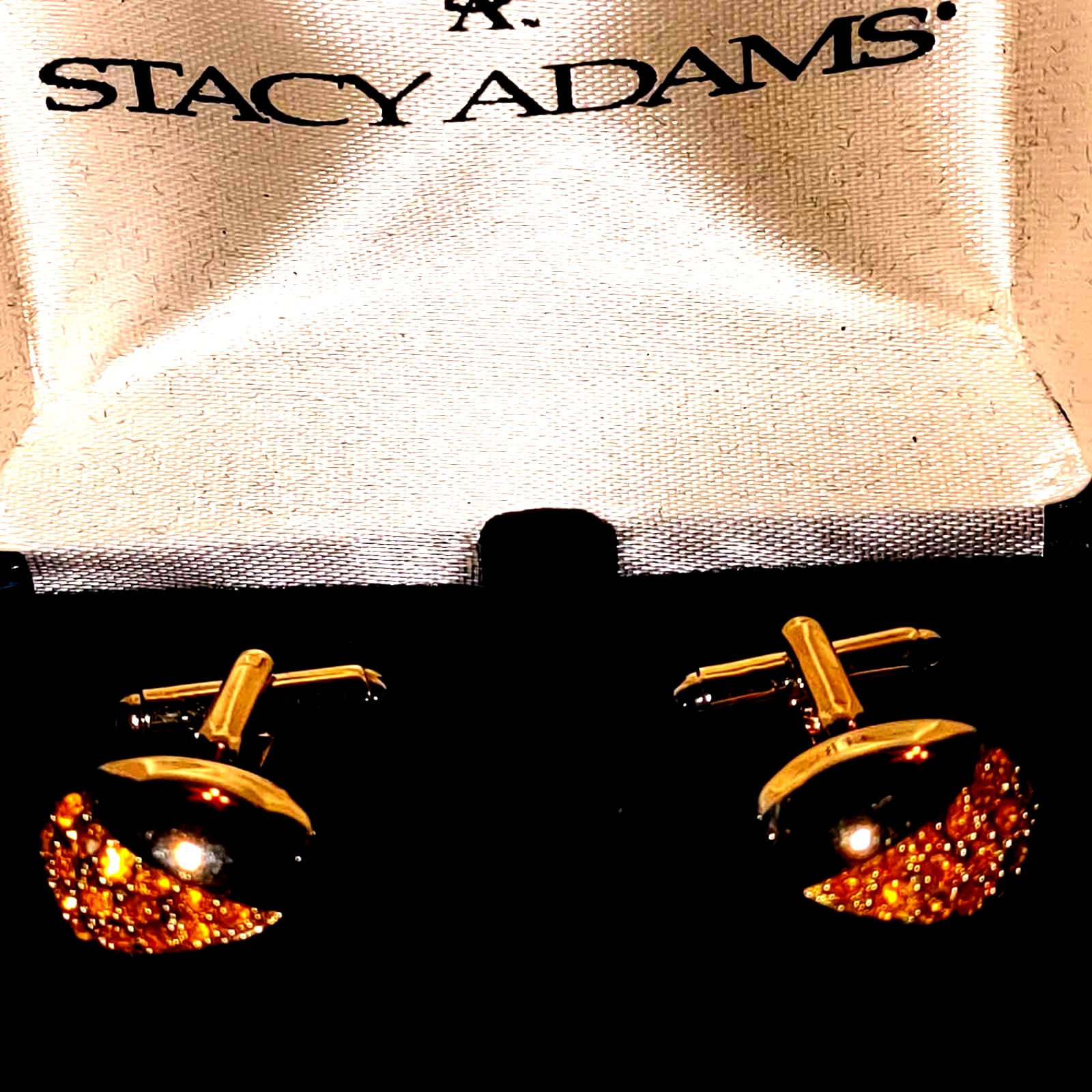 Nib~Vintage Stacy Adams Gold Und Strass Manschettenknöpfe Set von VintageAndJewelsShop