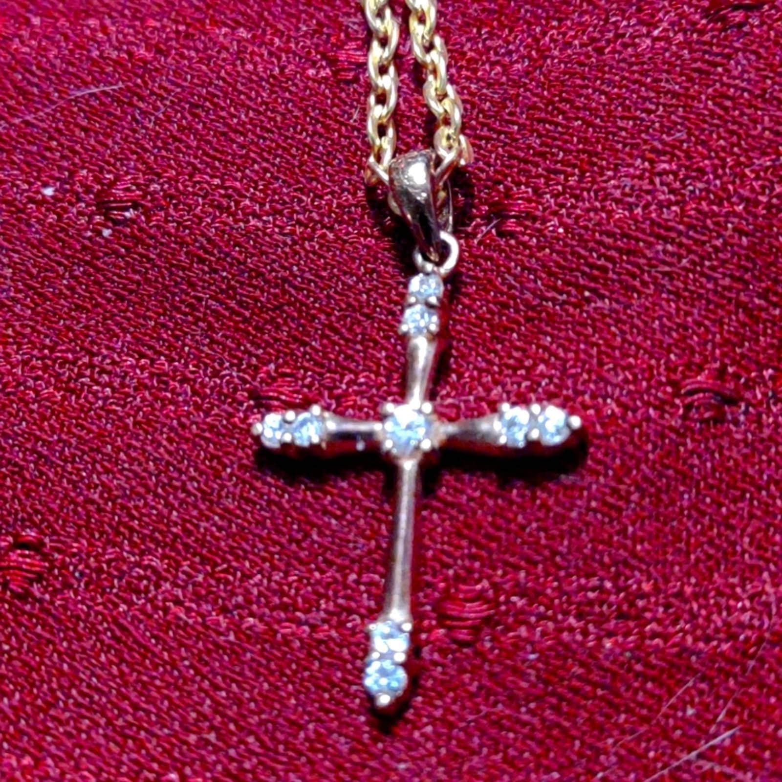 Vergoldete Strass Vintage Kreuz Halskette von VintageAndJewelsShop