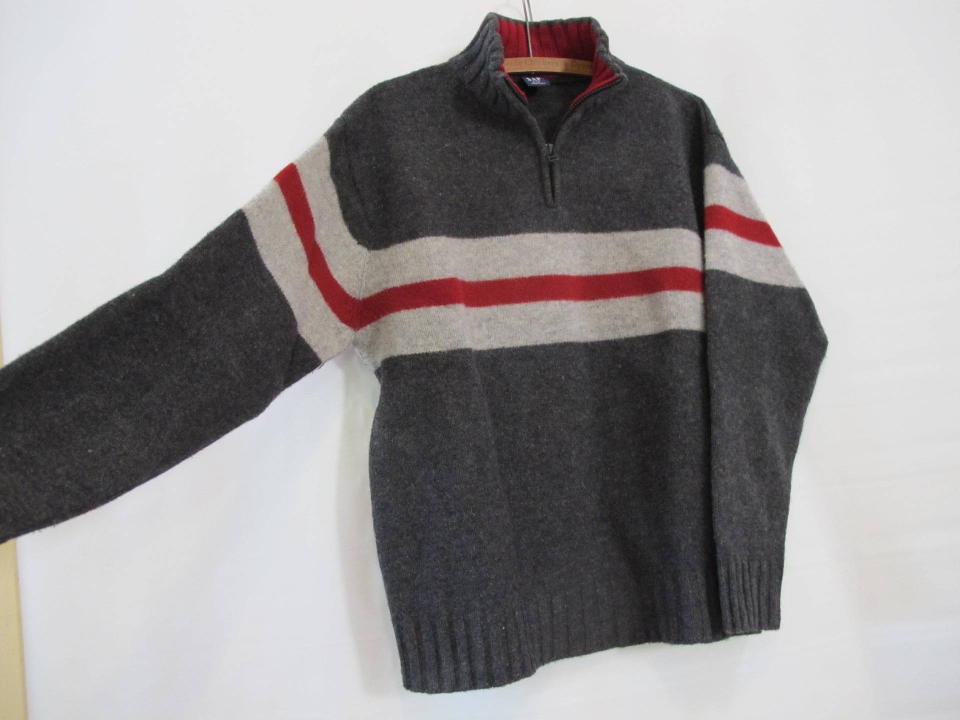 Vintage Gap Grau Gestreifter Wolle Pullover Medium - Sehr Weiche Lambswool Hong Kong Vintage Gap Grau Gestreifter Wolle Pullover Medium - Sehr Weiche Lambswool Hong Kong von VintageAndOddities