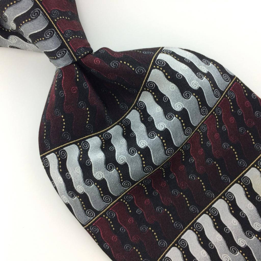 Franco Di Napoli Krawatte Handgemachte Gestreifte Wirbel Maroon Grau Seide I10-305 Ausgezeichnete Corbata Cravatta Cravate Qw von VintageAndRareTies