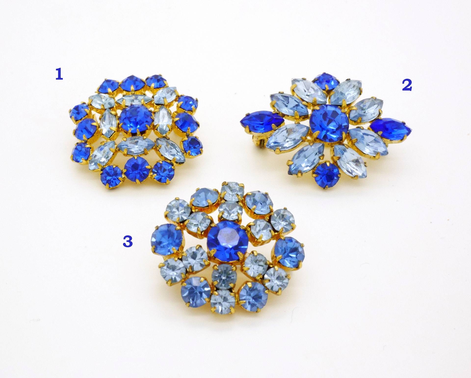 Vintage Saphirblaue Strass Brosche 1950Er Jahre Mid Century Modeschmuck von VintageArtAndCraft