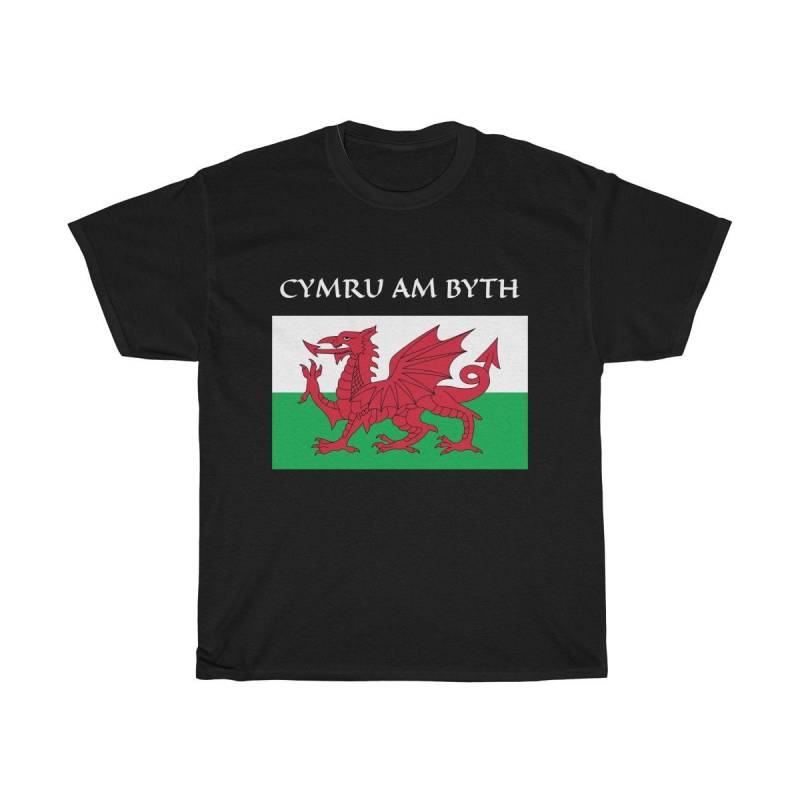 Red Dragon Wales Flagge T-Shirt - Cymru Am Byth Welsh Pride von VintageArtworkDotCom
