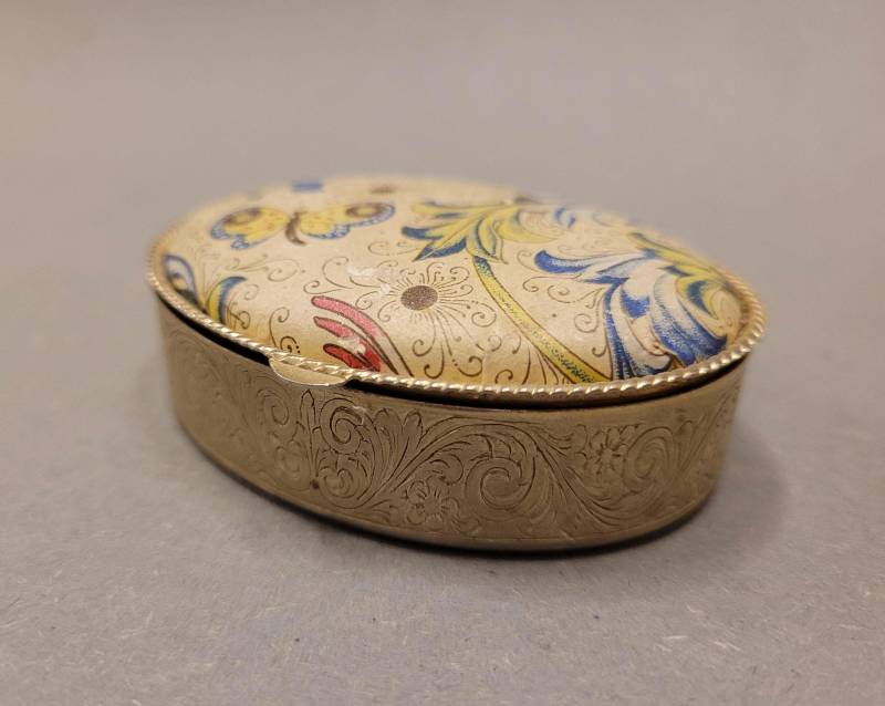 Vintage Blumen Pillendose | Kleine Metall Trinket Schmuckschatulle Sammler Antike Box von VintageAustriaShop