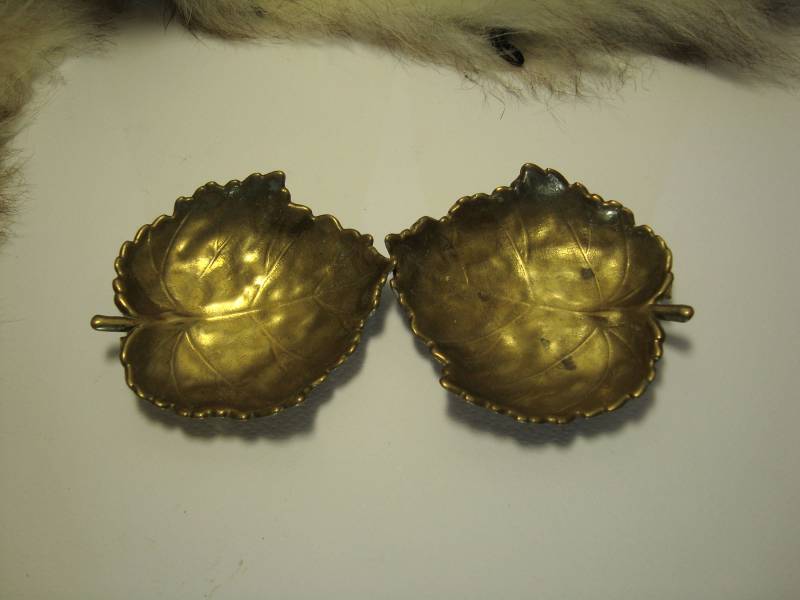 Messing Blätter Set, Handgemachte Schmuck-Box, Vintage-Schmuck-Box, Büro Schreibtisch Organizer, Verziertschmuck-Box von VintageAvangardShop