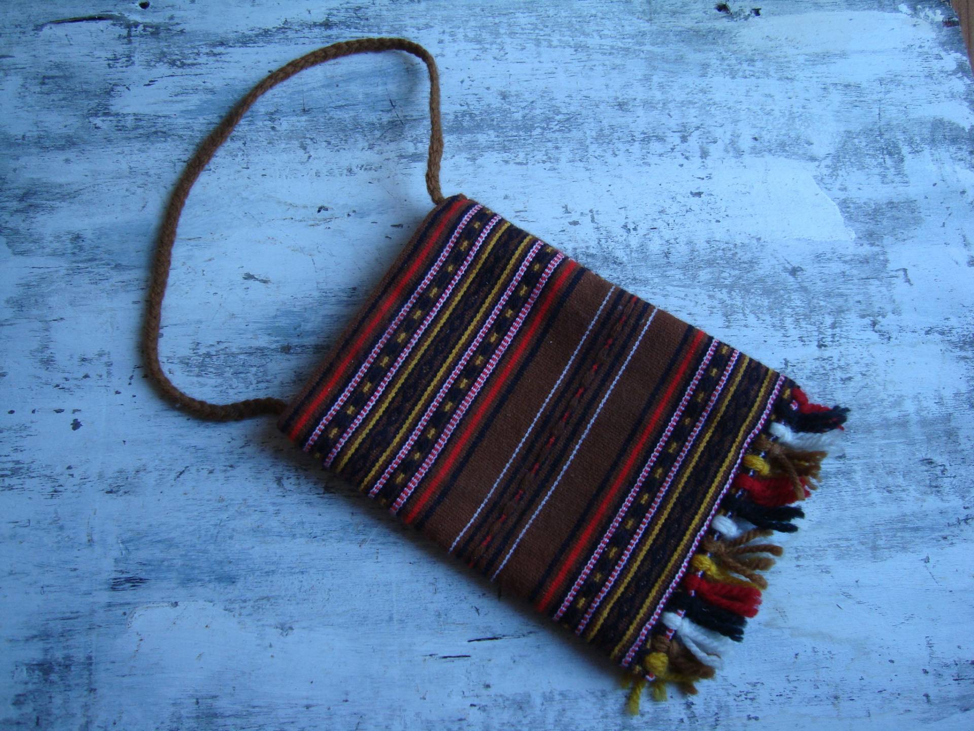 Tasche Klein. Vintage. Hippie Tasche. Fürs Handy. Für Buch. Gestrickte von VintageAvangardShop