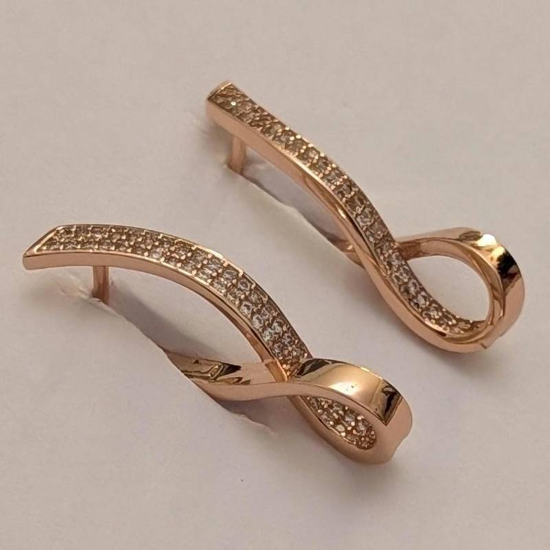 Luxus Earrings Rolled Gold 585, Christmas Gift, Rose 585 Earrings, Lace Vintage 14K von VintageBasarUdSSRuEU