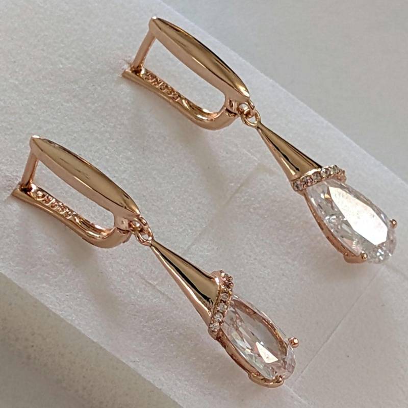 Luxus Earrings Rolled Gold 585, Rose 585 Earrings, Gold Christmas Gifts, Vintage 14K von VintageBasarUdSSRuEU