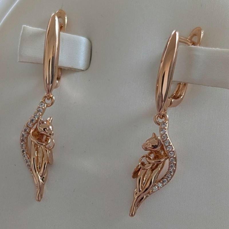 Luxus Earrings Rolled Gold 585, Rose 585 Earrings, Gold Christmas Gifts, Vintage 14K von VintageBasarUdSSRuEU