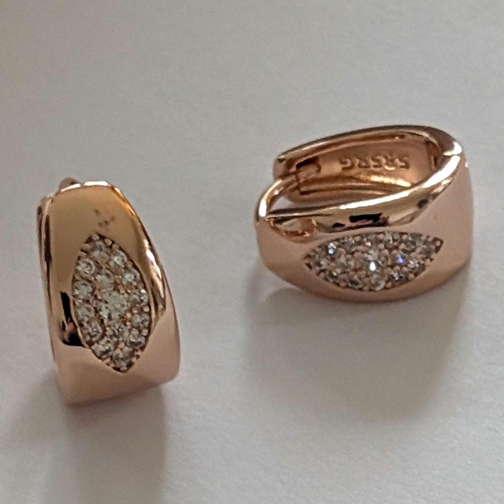 Luxus Earrings Rolled Gold 585, Rose 585 Earrings, Lace Vintage 14K Christmas Gift von VintageBasarUdSSRuEU