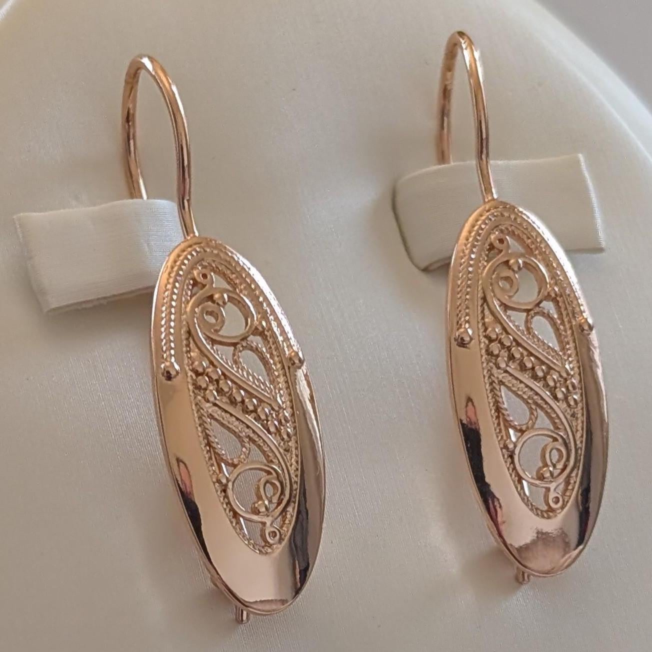 Vintage Style Rose Gold Rolled Ohrringe With Sample 585Rg, Luxus 585Rg Ohrringe, 585, Christmas Gifts, Gift von VintageBasarUdSSRuEU