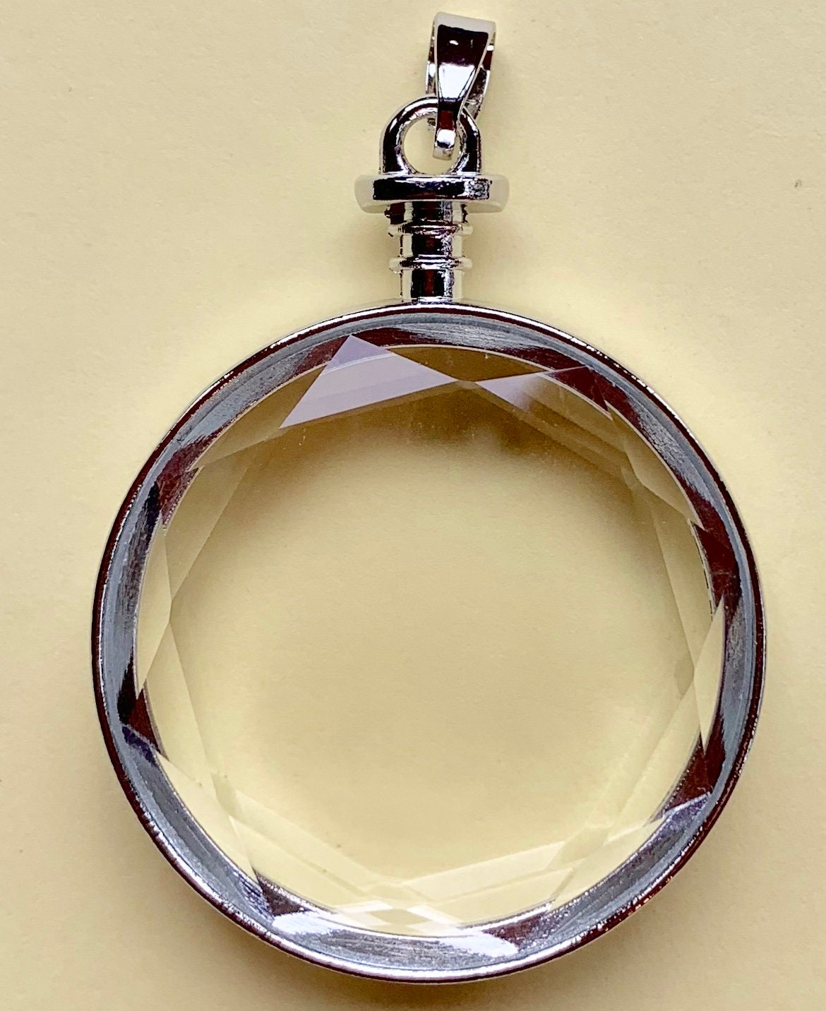 Glas Medaillon Runde Silber Anhänger Large von VintageBaubles