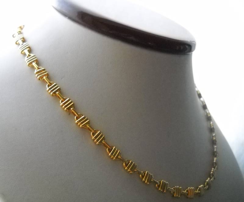 Halsreif, Gliederkette Aus Den Frühen 80Ern Mit Kleineren Orthogonalen Gliedern, 14 Kt Vergoldete Messingkette Lieferung in Längen Von 35-38-40-45 cm von VintageBeadsLisbon