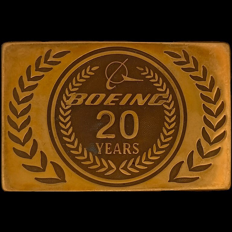 1/10 10K Gf Gold Fill Boing 20 Year Award Luftfahrt 1980Er Jahre Vintage Gürtelschnalle Flugzeug Pilot Aircraft Airline Flying Avgeek von VintageBeltBuckle