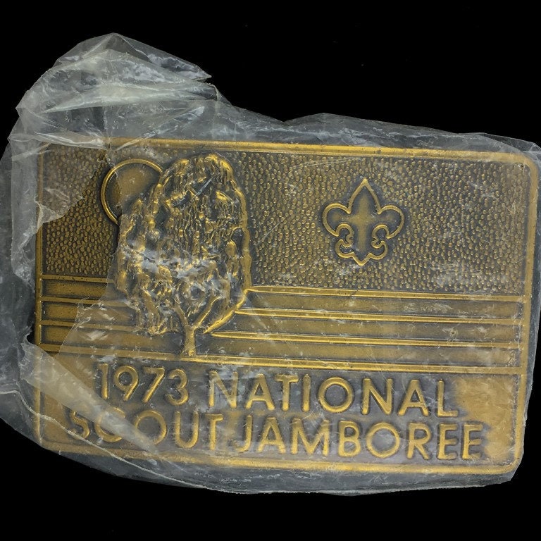 1970Er Jahre Boy Scouts Of America Bsa National Scout Jamboree 1973 Scouting Nos Massives Messing Sammlerstück Erinnerungsstücke Vintage von VintageBeltBuckle