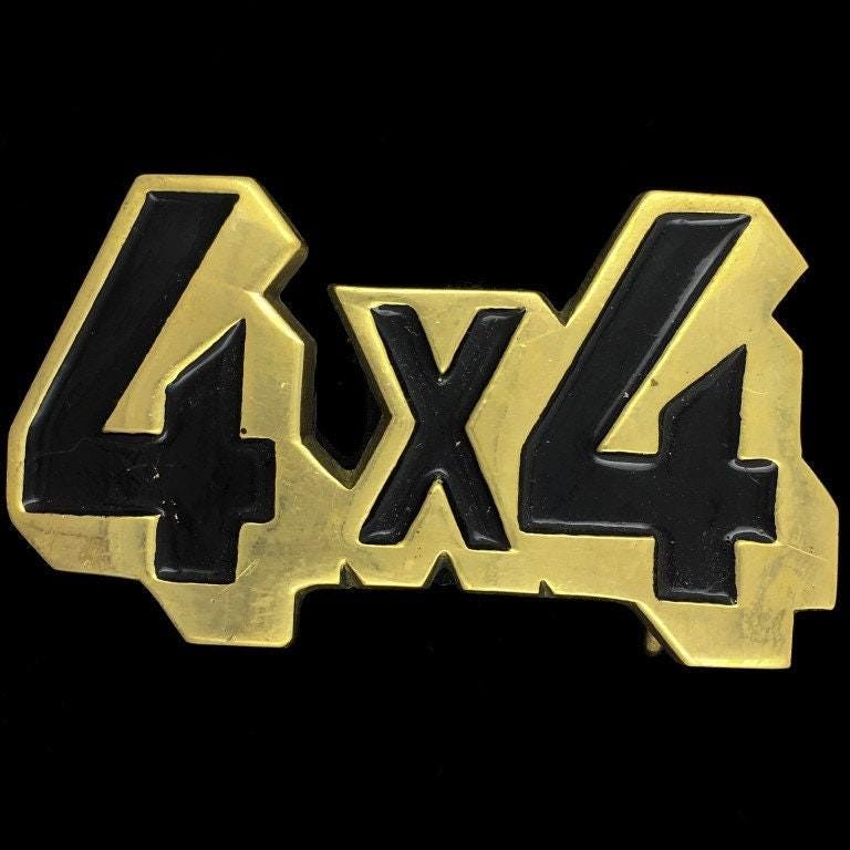 4 X Off-Road Truck Trucking 4-Wheeler Muddin Cars Und Trucks Messing Erinnerungsstücke Sammlerstück Gedenk 1970Er Jahre Vintage Gürtelschnalle von VintageBeltBuckle