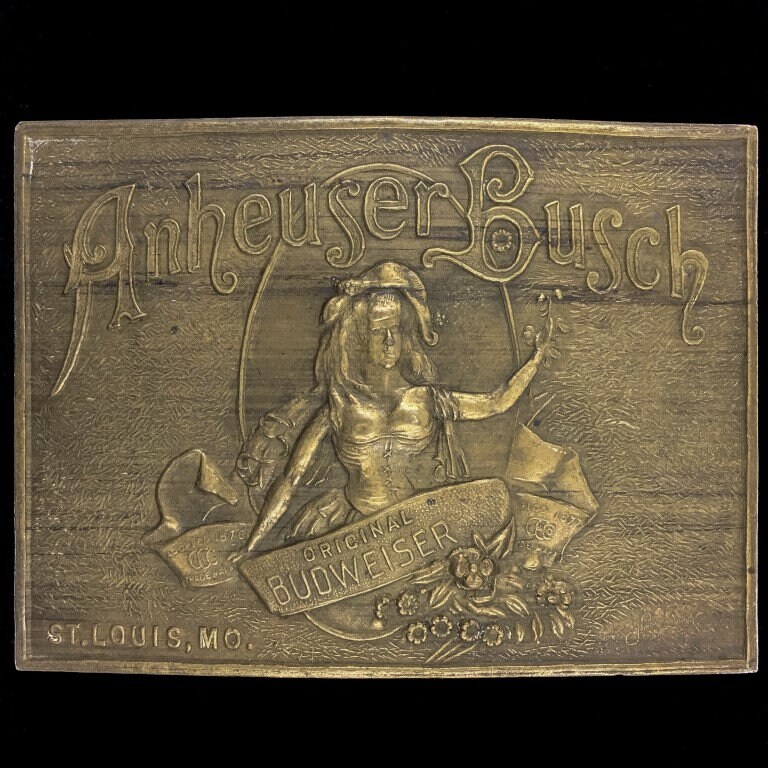 Antike Anheuser-Busch Original Budweiser Brasserie Beer St Louis Missouri Platte Vintage Gürtelschnalle Aus Massivem Messing von VintageBeltBuckle