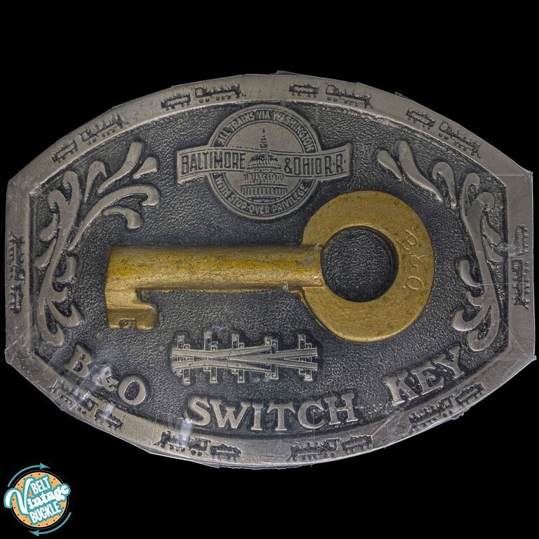 Baltimore Ohio Railroad B & O Bo Switch Key 1980Er Jahre Nos Vintage Gürtelschnalle Eisenbahn Memorabilia Schild Lock Train Railroadiana Chessie von VintageBeltBuckle