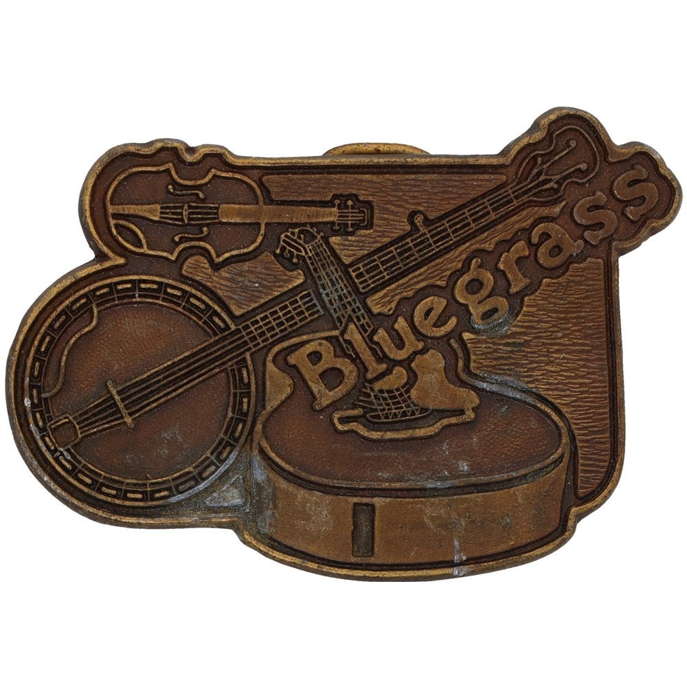 Bluegrass Country Western Band Musik Gitarre Geige Banjo Vintage Gürtelschnalle Musiker Spieler Gitarrist Sänger Lehrer von VintageBeltBuckle