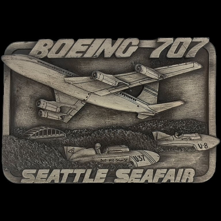 Boeing 707 Seafair Aquaplane Boot Bootsrennen 1980Er Jahre Vintage Gürtelschnalle Watersports Angeln Gold Cup Racing Flugzeuge von VintageBeltBuckle