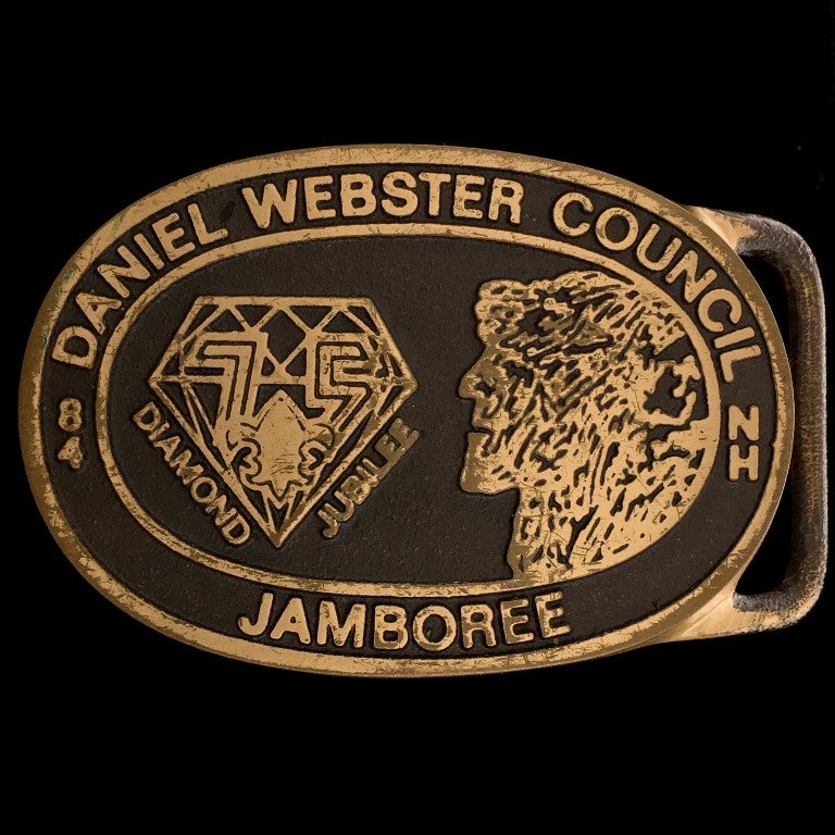 Boy Scout Max Silber 1984 75Th An Daniel Webster Rat Bronze Sammler Gedenk Erinnerungsstücke 1980S Vintage Gürtelschnalle von VintageBeltBuckle