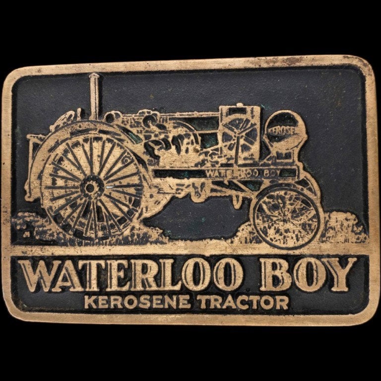 Bronze John Deere Waterloo Boy Kerose-Traktor 1970Er Jahre Vintage Gürtelschnalle Gießerei Iowa Farming Leaping Western Jd Heavy Farm Equipment Corn von VintageBeltBuckle