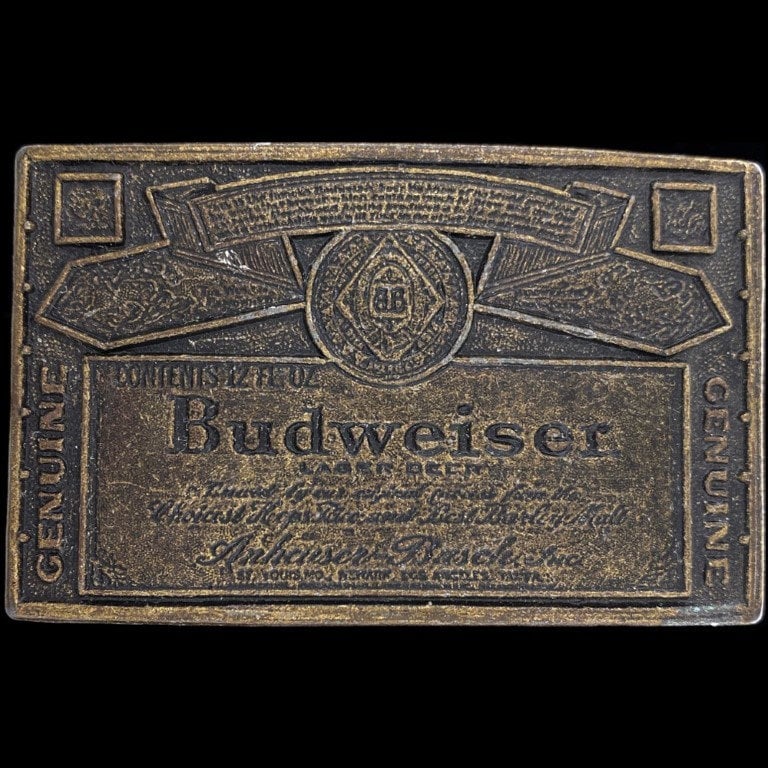 Budweiser Beer Bud Light Western Cowboy 1980Er Jahre Vintage Gürtelschnalle Trinker Anheuser Busch Biker Hippie Club Honky Tonk Cowgirl von VintageBeltBuckle