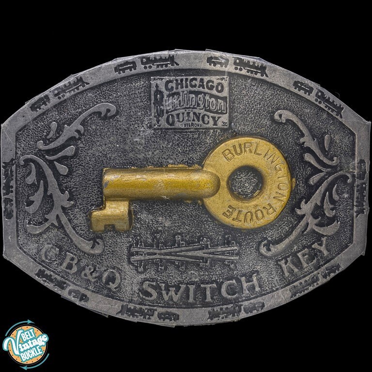 Chicago Burlington Quincy Railroad Cbq Weichenschlüssel 1980Er Jahre Nos Vintage Gürtelschnalle Zug Eisenbahn Erinnerungsstücke Sign Lock von VintageBeltBuckle