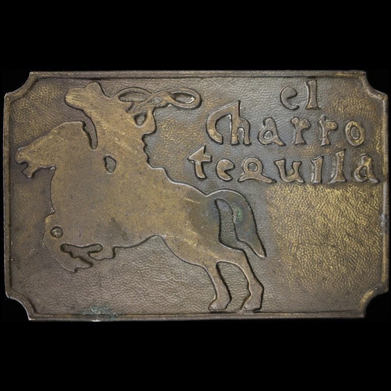 El Charro Reposado Tequila Trinker Mexiko Cowboy 1970Er Jahre Vintage Gürtelschnalle Klassisch Gold Trinken Betrunken Bier Whisky Cowgirl Agave von VintageBeltBuckle