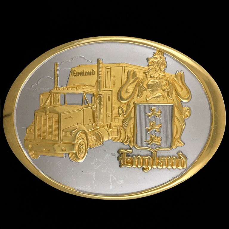 England Trucking Company Trucker Semi Fahrer Mitarbeiter Auszeichnung 1980Er Jahre Gedenk Sammlerstück Memorabilie Vintage Gürtelschnalle von VintageBeltBuckle