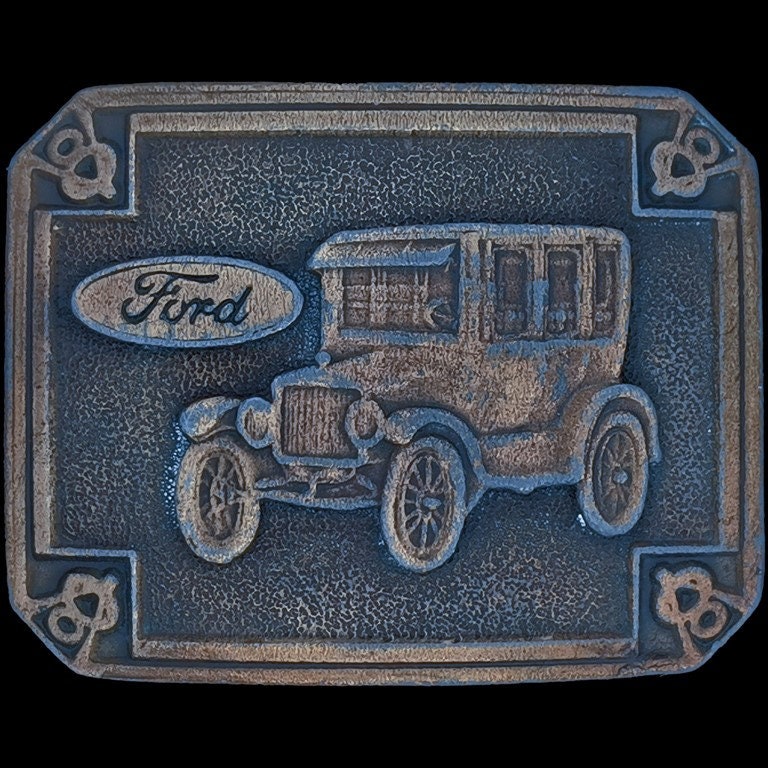 Henry Ford Motor V8 Modell A T Automobil Antikes Auto 1970Er Jahre Vintage Gürtelschnalle Company Detroit Michigan Classic Show von VintageBeltBuckle