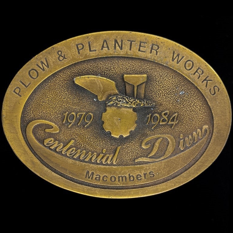 John Deere Pflug Planter Work Macomber Farming Farmer 1980Er Jahre Nos Vintage Gürtelschnalle Centennial Sparte Western von VintageBeltBuckle