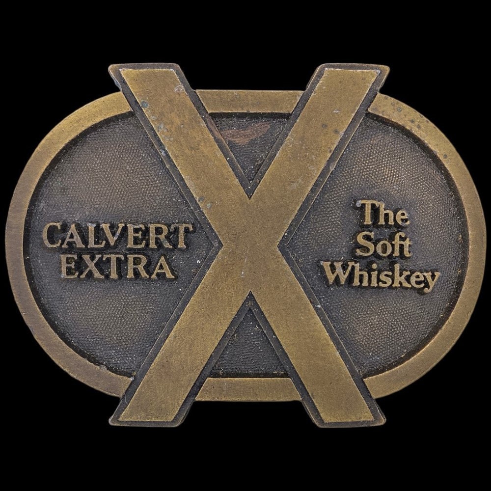 Lord Calvert Whisky Wyoming Bourbon Schnaps Cowboy 70S Nos Vintage Gürtelschnalle Jack Club Bar Kanada Trinker Beam No 7 Alcohol von VintageBeltBuckle