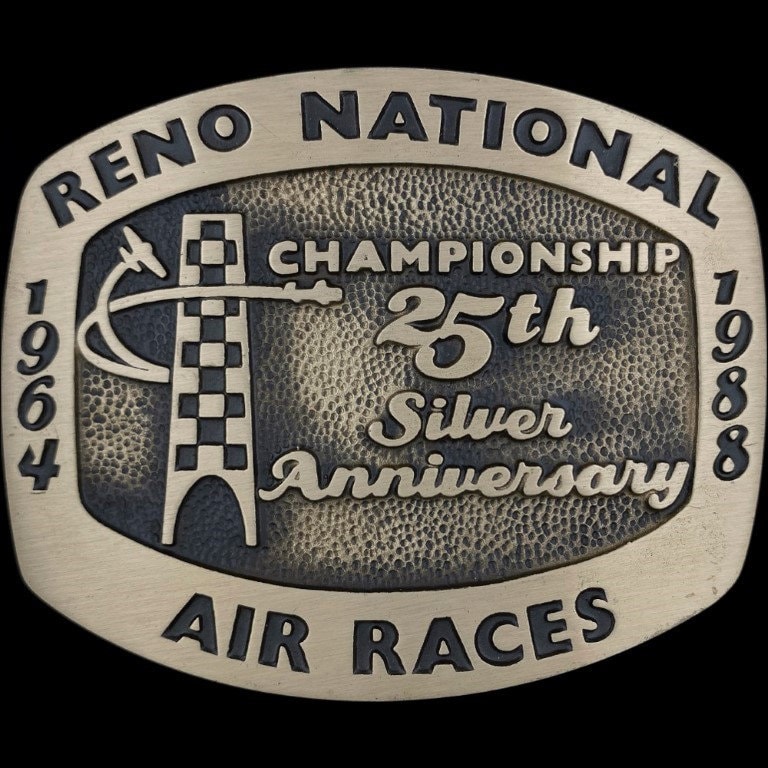 Messing 88 Reno Air Race Show Meisterschaft Luftfahrt Flugzeug Nos Gürtelschnalle Liebhaber Usaf Nevada National Voodoo P51 Racer Fighter Pilot von VintageBeltBuckle