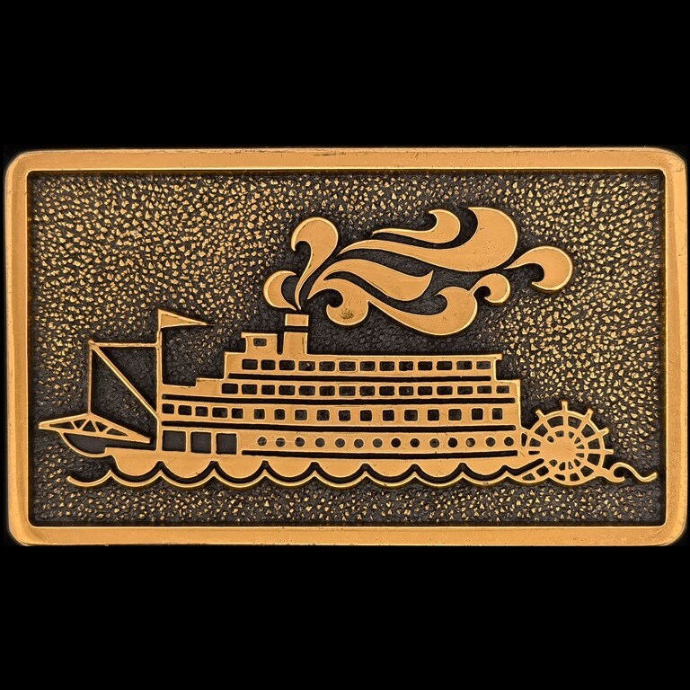 Messing Fähre Boot Dampf Flussboot Kreuzfahrt Schiff Nos Vintage Gürtelschnalle von VintageBeltBuckle