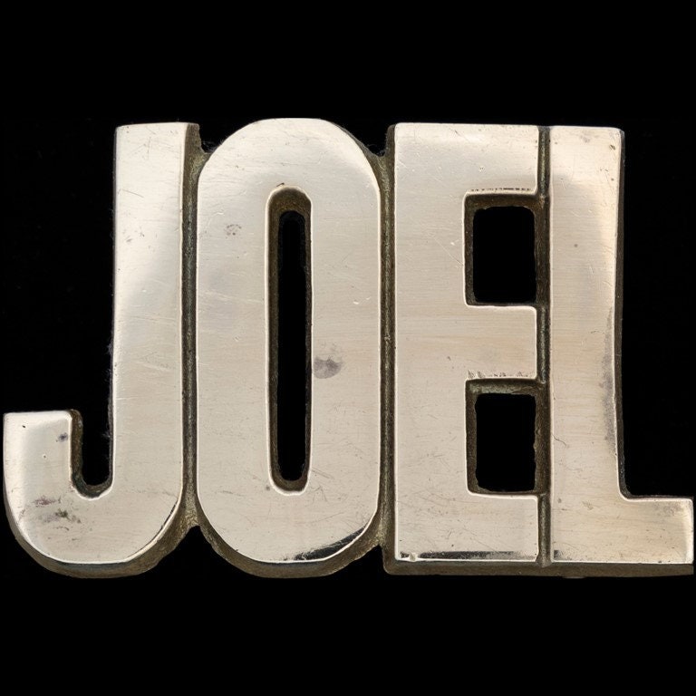 Messing Joel Personalisierte Name Old School Hippie Western 1970Er Jahre Vintage Gürtelschnalle von VintageBeltBuckle