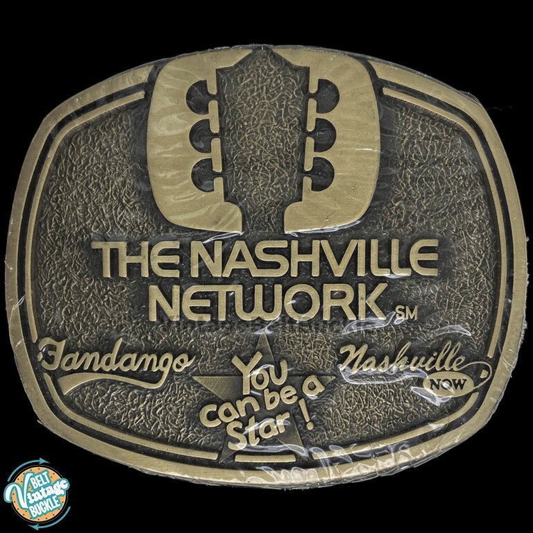 Messing Nashville Netzwerk Tv Country Musik Tnn Western Geschenk Nos Vintage Gürtelschnalle Cowboy Cowgirl Fernsehen Show Memorabilia von VintageBeltBuckle