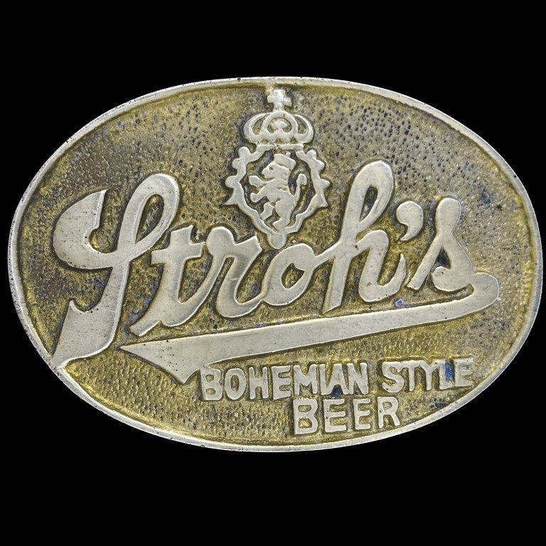 Messing Trinkhalme Boho Beer Krone Löwe Detroit Millichigan Vintage 1970Er Jahre Gürtelschnalle Firma Brauerei Schnaps Biker Cowboy Hippie Club Bar von VintageBeltBuckle