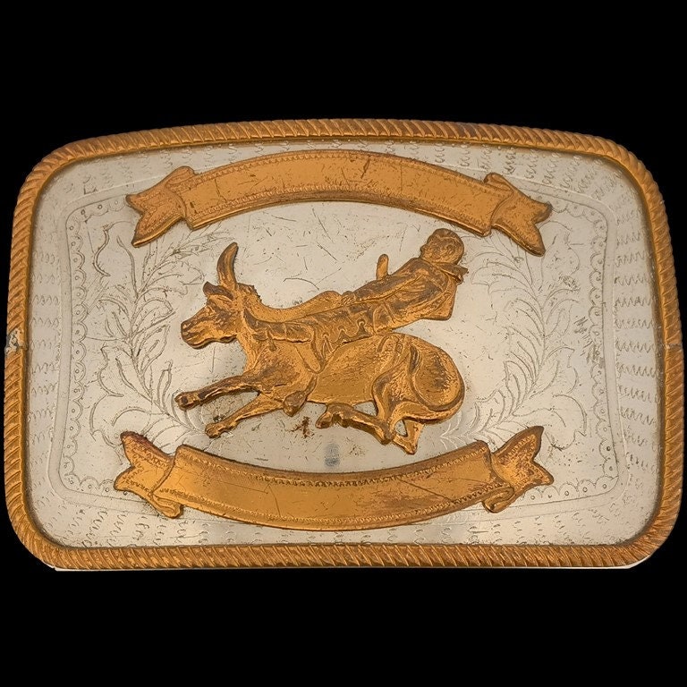 N Silber Handmade Bull Rider Reitpro Rodeo Western Cowboy Vintage Gürtel Schnalle Trophy Professionelle Ochsen Abseilen Wrestling Dogging Bronc von VintageBeltBuckle