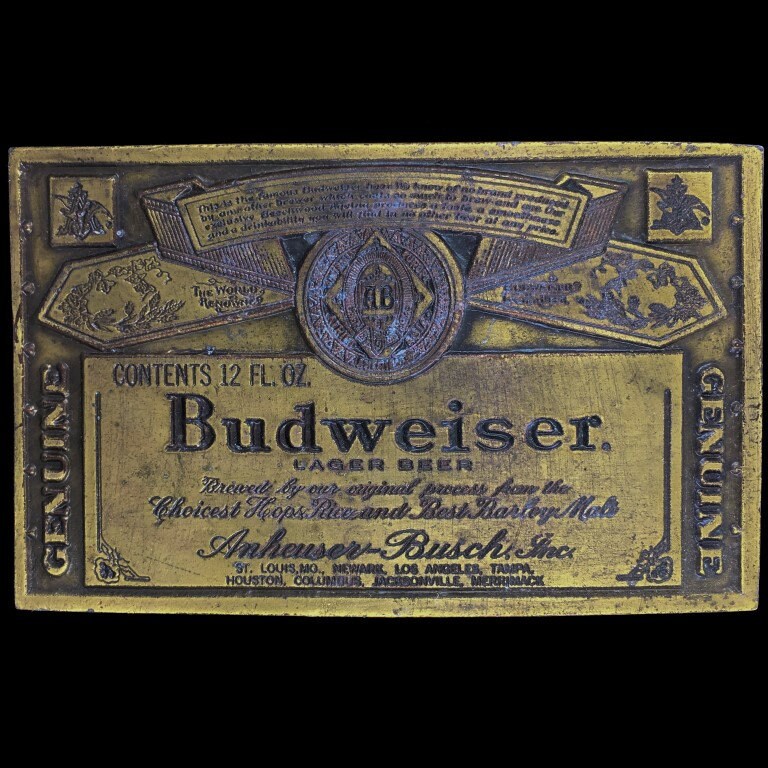 Nos Budweiser Bier Anheuser-Busch Barkeeper Trinken Trinker Geschenk Pub Club Bar Party Neujahr 1970Er Jahre Vintage Gürtelschnalle von VintageBeltBuckle