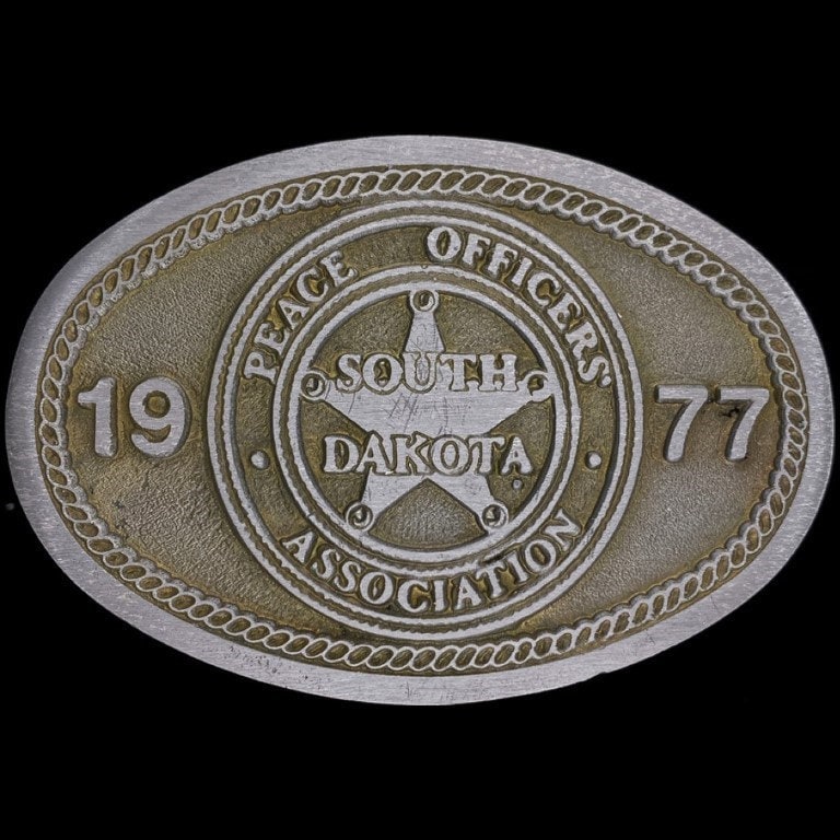 South Dakota Peace Officies Association Poa 1970Er Jahre Nos Vintage Gürtelschnalle Strafverfolgungspolizist Sdpoa Im Ruhestand von VintageBeltBuckle