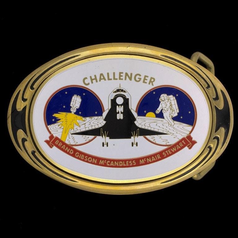 Space Shuttle Challenger Nasa Astronaut Gedenk Sammlerstück Memorabilie 1980Er Jahre Massiv Messing Vintage Gürtelschnalle von VintageBeltBuckle