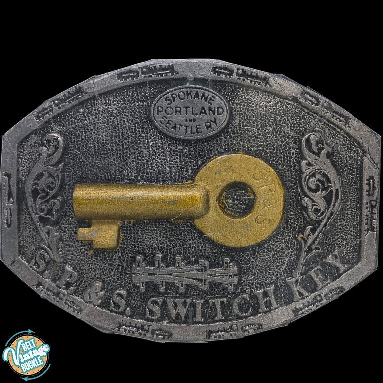 Spokane Portland Seattle Sp & S Eisenbahn Switch Key 1980Er Jahre Nos Vintage Gürtelschnalle Zug Railroad Memorabilia Zeichen Schloss Railroadiana von VintageBeltBuckle