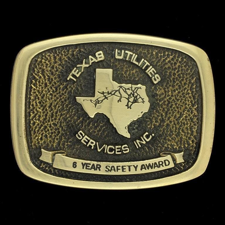 Texas Utilties Services Mitarbeiter Auszeichnung 6 Jahre Gas Mining Sprit Energie Gedenk Sammlerstücke Memorabilien Vintage Gürtelschnalle 1970Er von VintageBeltBuckle