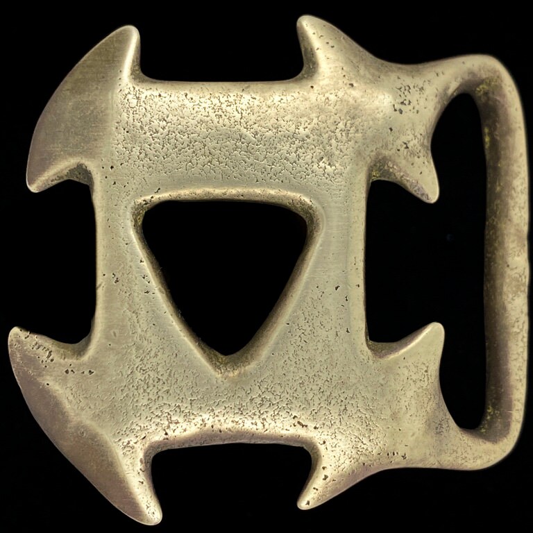 Vintage Gürtelschnalle D Duncan Laurie Abstrakt Modernist Hippie Studio Kunst Aus Massivem Messing 1970Er Jahre Sammlerstücke Memorabilie von VintageBeltBuckle