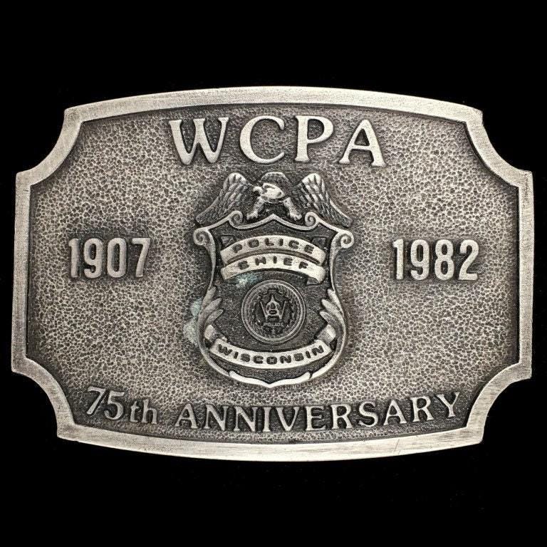 Vintage Gürtelschnalle Wcpa Wisconsin Polizeichef 75-Jähriges Jubiläum Gedenk Nos Sammlerstücke Erinnerungsstücke von VintageBeltBuckle