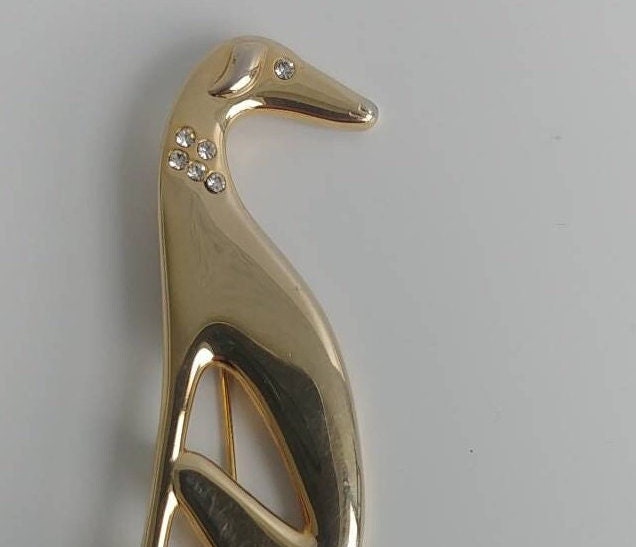 Vintage Greyhound Hund, Windhund Brosche Pin Auf Gold Ton von VintageBijouStore