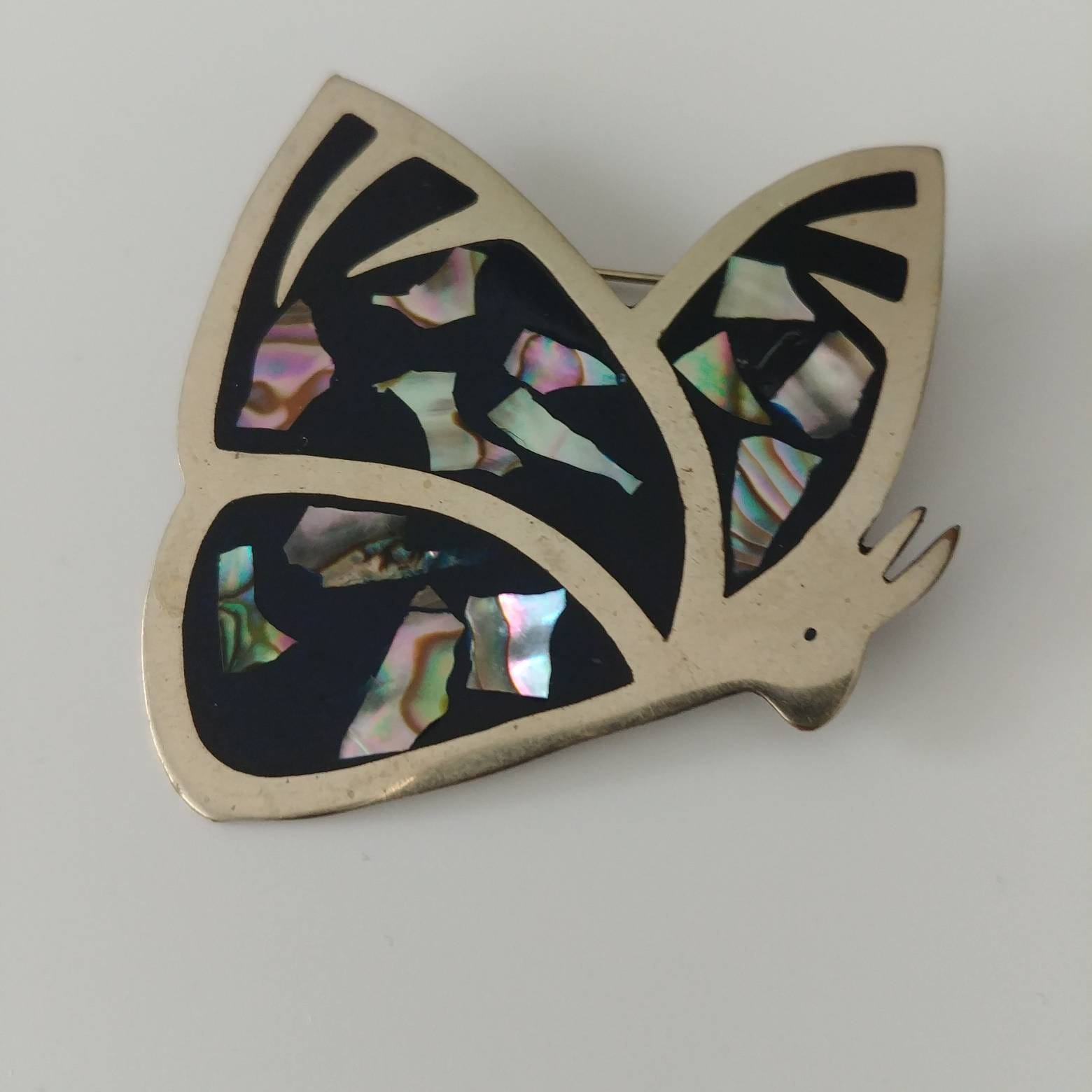 Vintage Alpaka Mexiko Abalone Schmetterling Brosche von VintageBijouStore