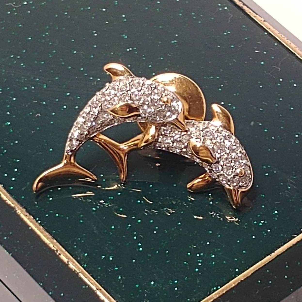 Vintage Anstecknadel Delfin Von Swarovski von VintageBijouStore